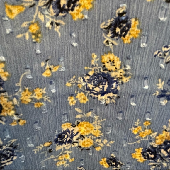 Elegant Floral Ruffle Blouse - Blue and Yellow - Picture 7 of 7